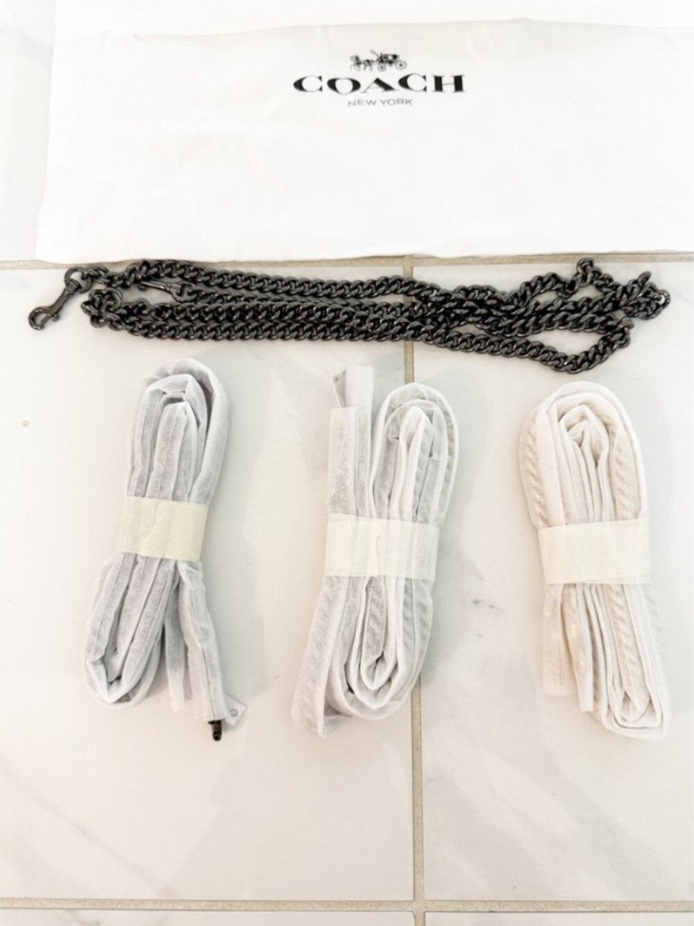 COACH dinky chain strap in dark gunmetal, gold, silver & brass -Lot of 4 Total - Picture 2 of 8